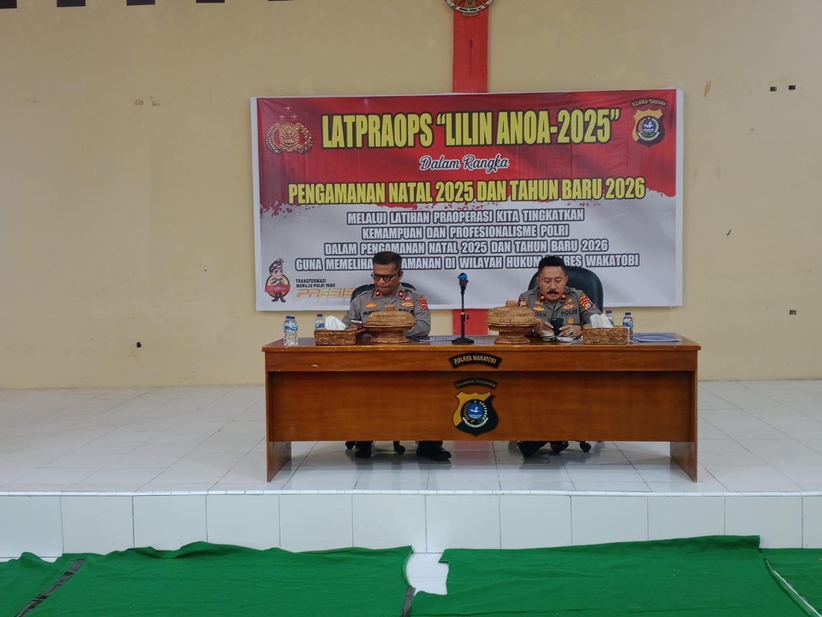 Wakapolres Wakatobi pimpin Gelar Latpraops Lilin Anoa 2025, Tingkatkan Kesiapan Pengamanan