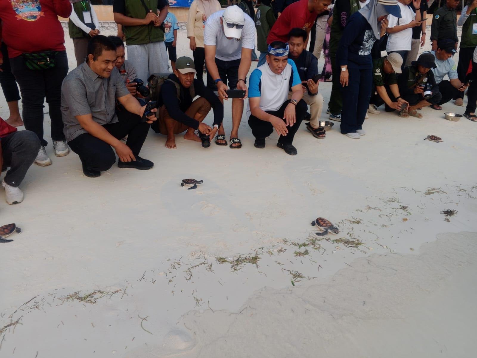 Kapolres Wakatobi Hadiri Pelepasan 25 Tukik Hijau di Pantai Wambuliga