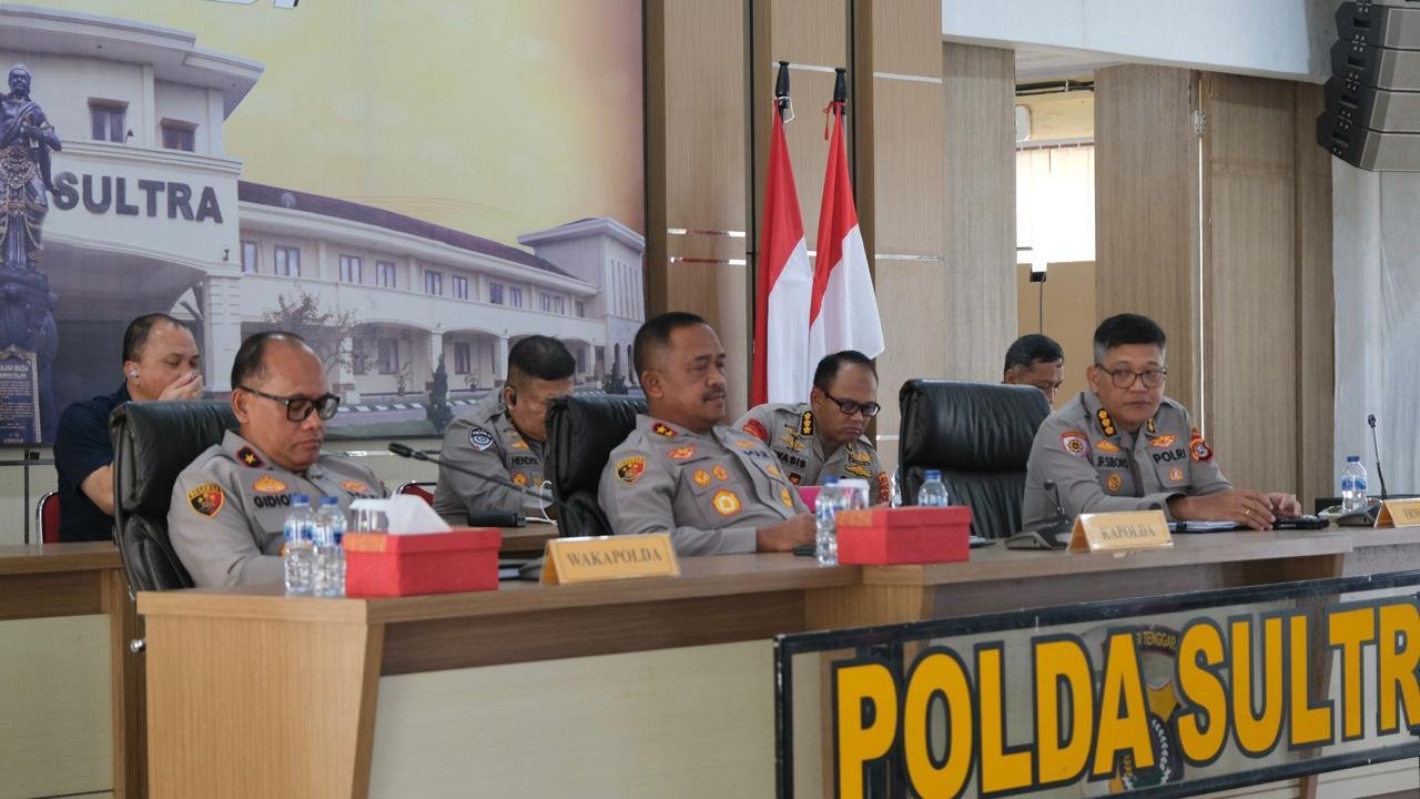 Kapolda Sultra Ikuti Vicon Rakor Lintas Sektoral Kapolri Bersama Kementerian dan Lembaga